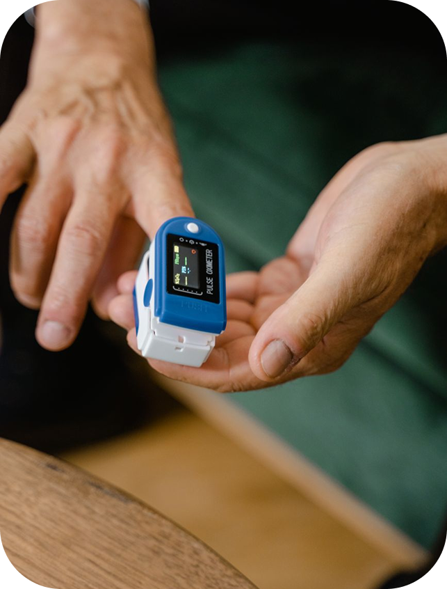 Pulse oximeter in use